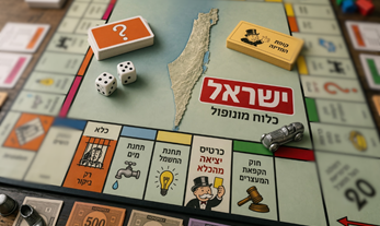 ישראל 2026 כמשחק מונופול: מי מקבל כרטיסי הפתעה על חשבון השחקנים האחרים? | התמונה נוצרה באמצעות Gemini (AI) של Google